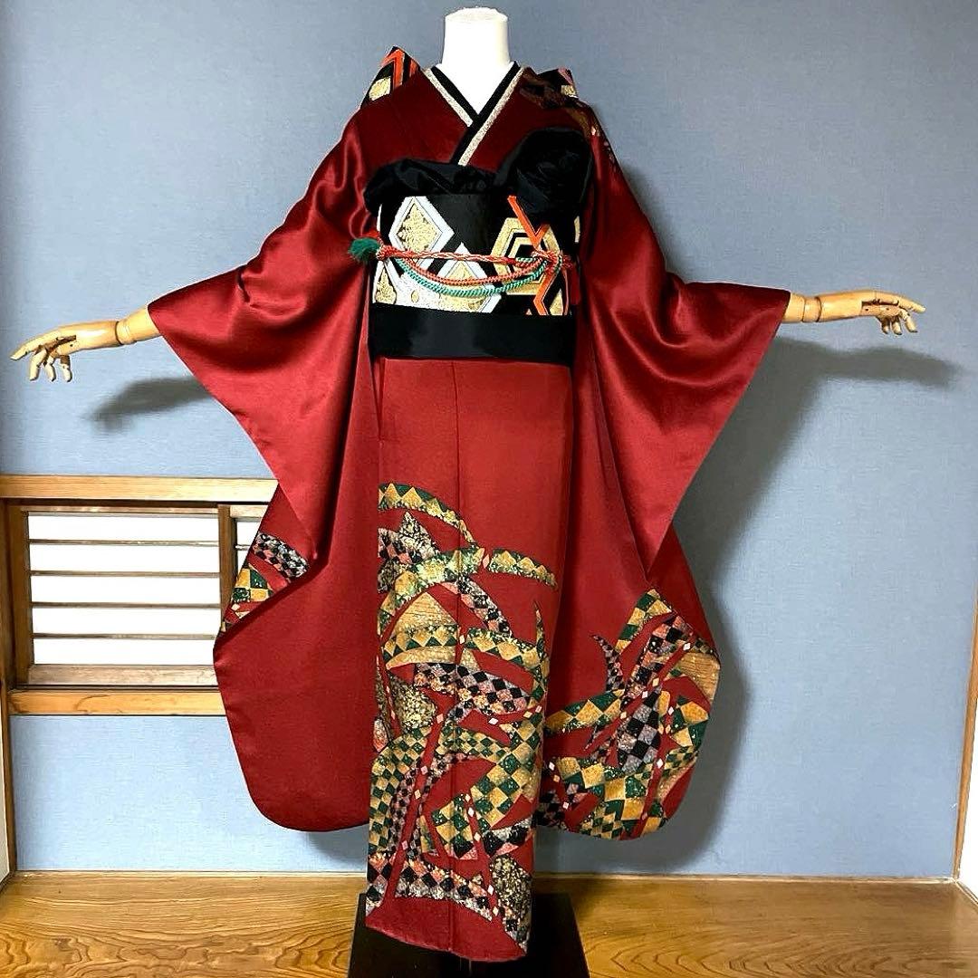 振袖フルセット　高身長　手描き友禅　コシノブランド　成人式振袖　振袖　裄丈68