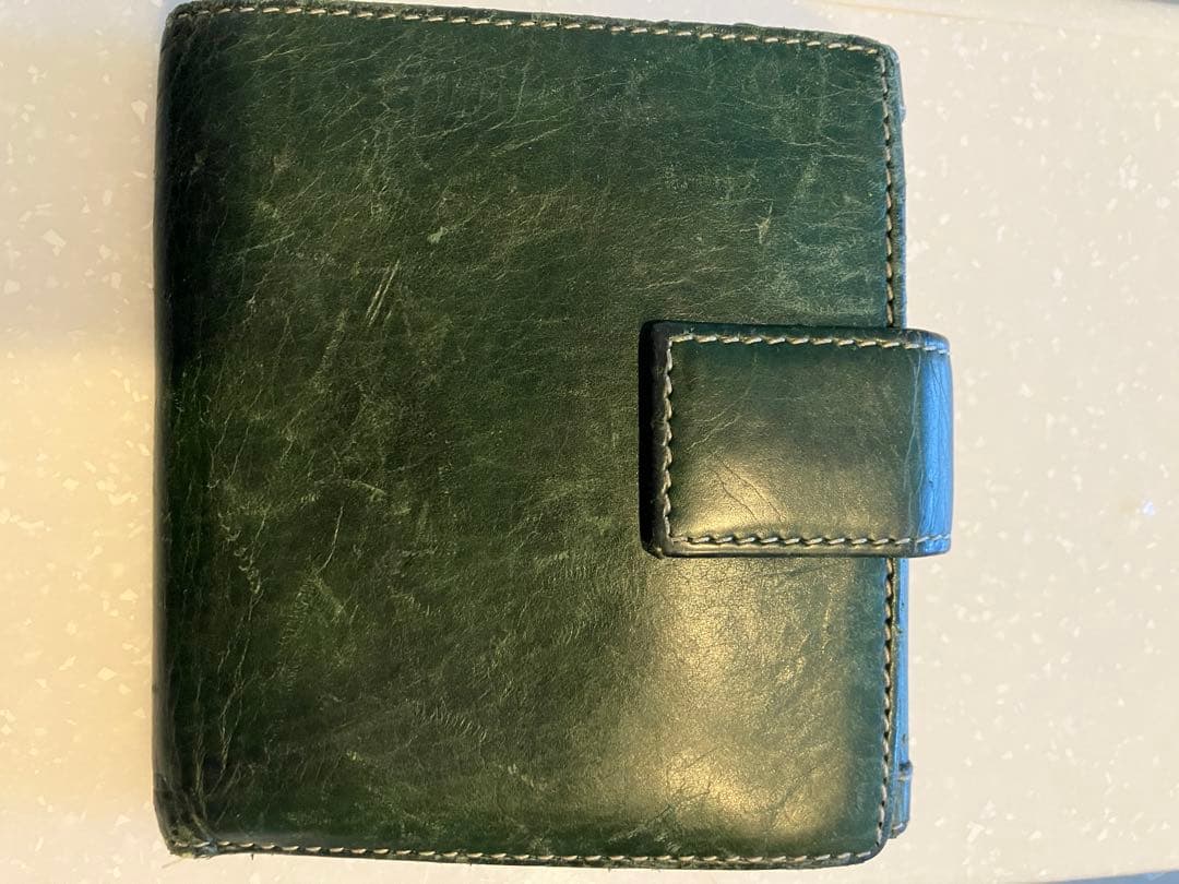 GUCCI ヴィンテージ グリーン レザー 二つ折り財布