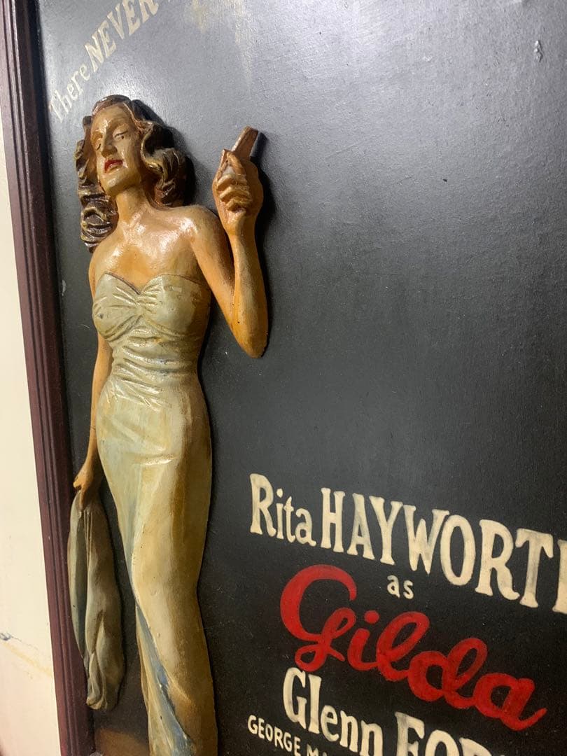激レア！1940' Rita Hayworth Gilda映画看板レリーフアート