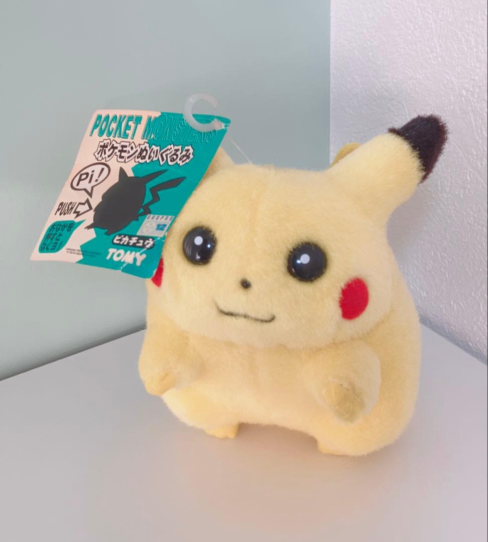 ⚡️ タグ付き/非常に顔良極美品⚡️初期 TOMY ピカチュウ ぬいぐるみ