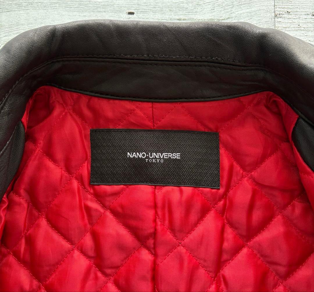 ナノユニバース メンズ シングルライダースジャケット ラムレザー サーモライト