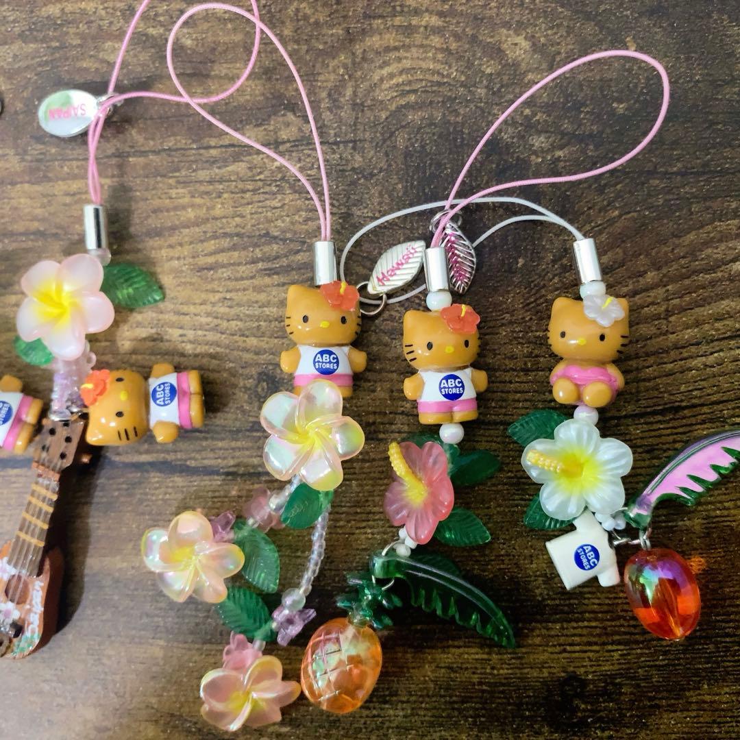 ご当地　日焼けキティ　ギターウクレレ　根付け　ストラップ グアムハワイ　5点