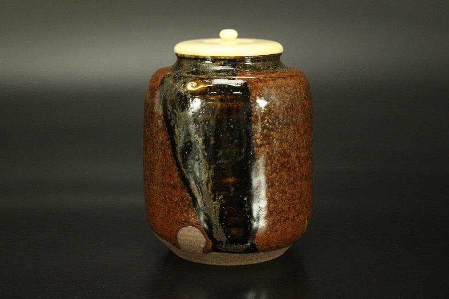 茶道具 彷古 中興名物 橋姫茶入 花兎裂 仕服 良蓋共箱小堀遠州(RC938)