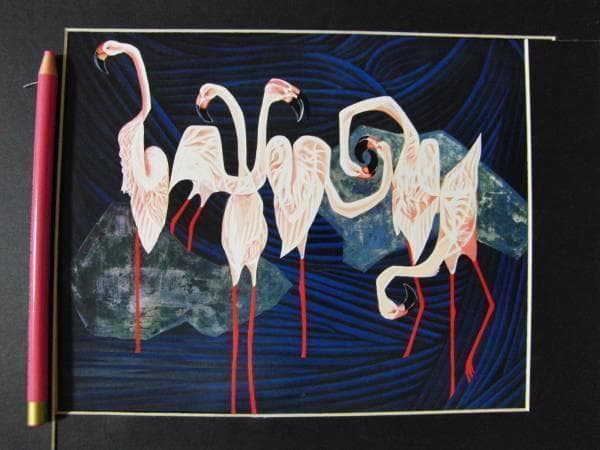 加山又造、紅鶴、希少、新品額・額装付、オーダーマット額装