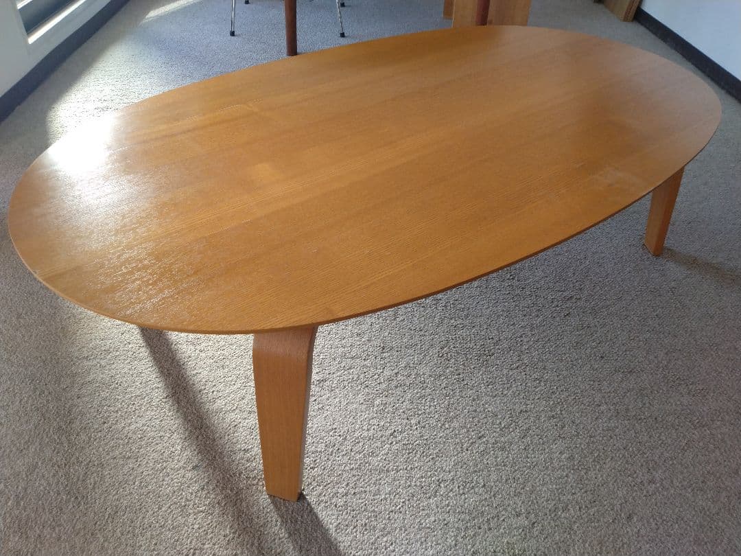 【訳あり】MUJI無印 オーク材楕円こたつ大ローテーブル机座卓センター