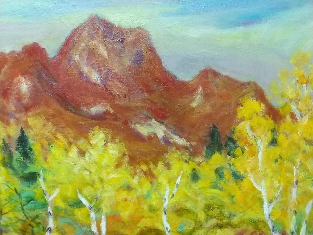 絵画 油絵 F8「妙高晩秋」