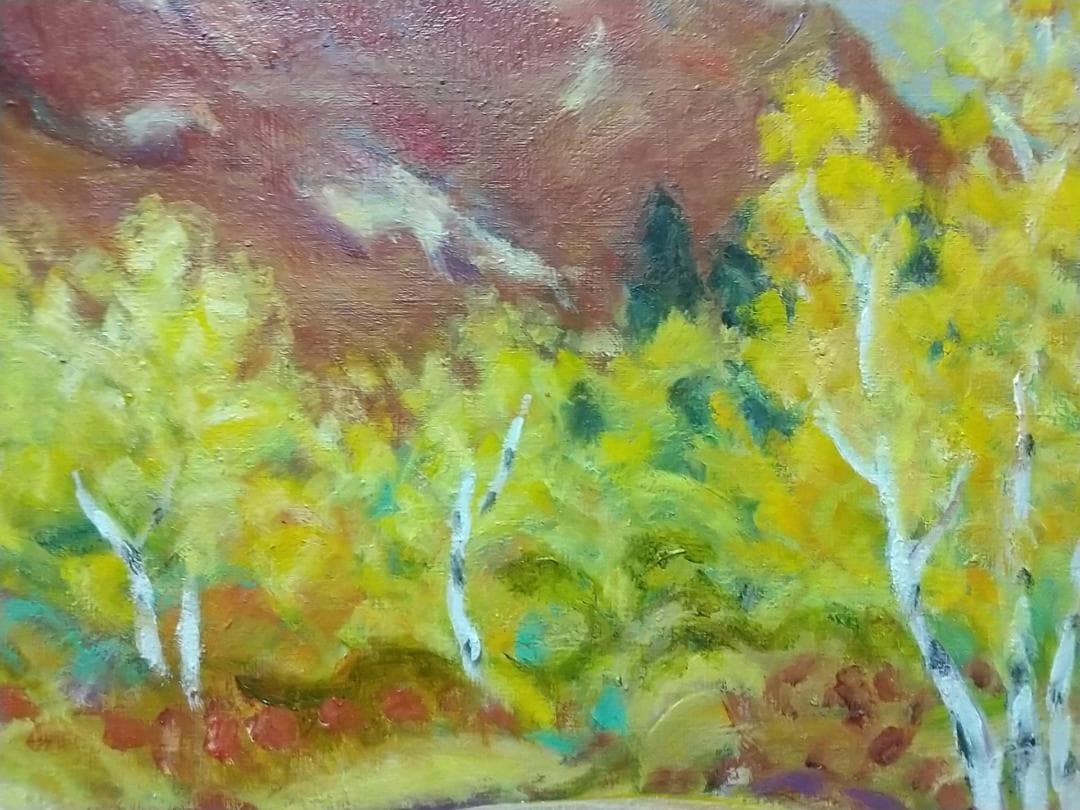 絵画 油絵 F8「妙高晩秋」