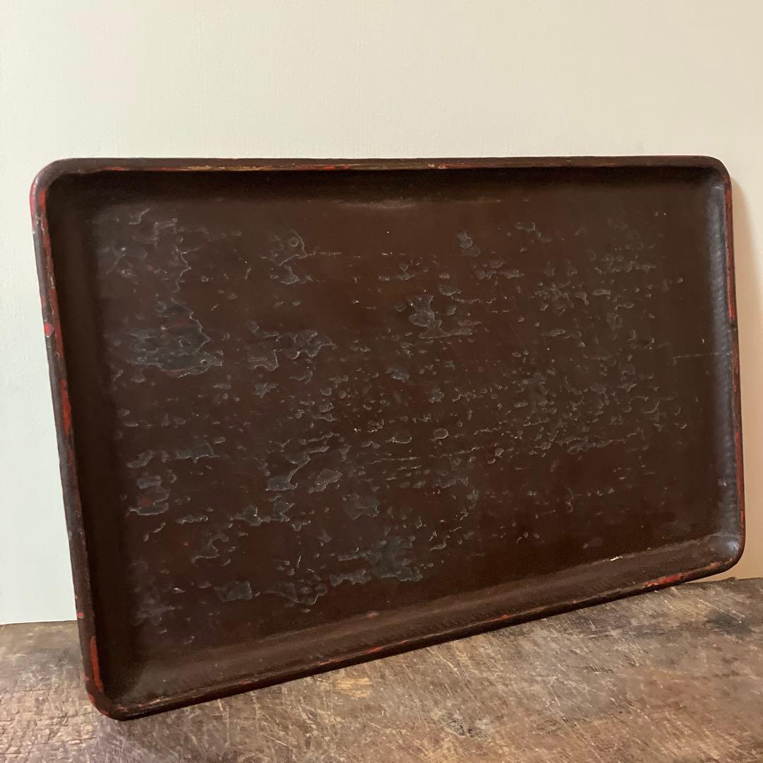古民芸　盆　朱塗　〜明治時代頃　根来　矢部盆　讃岐盆　根来盆　骨董品.酒器盆.
