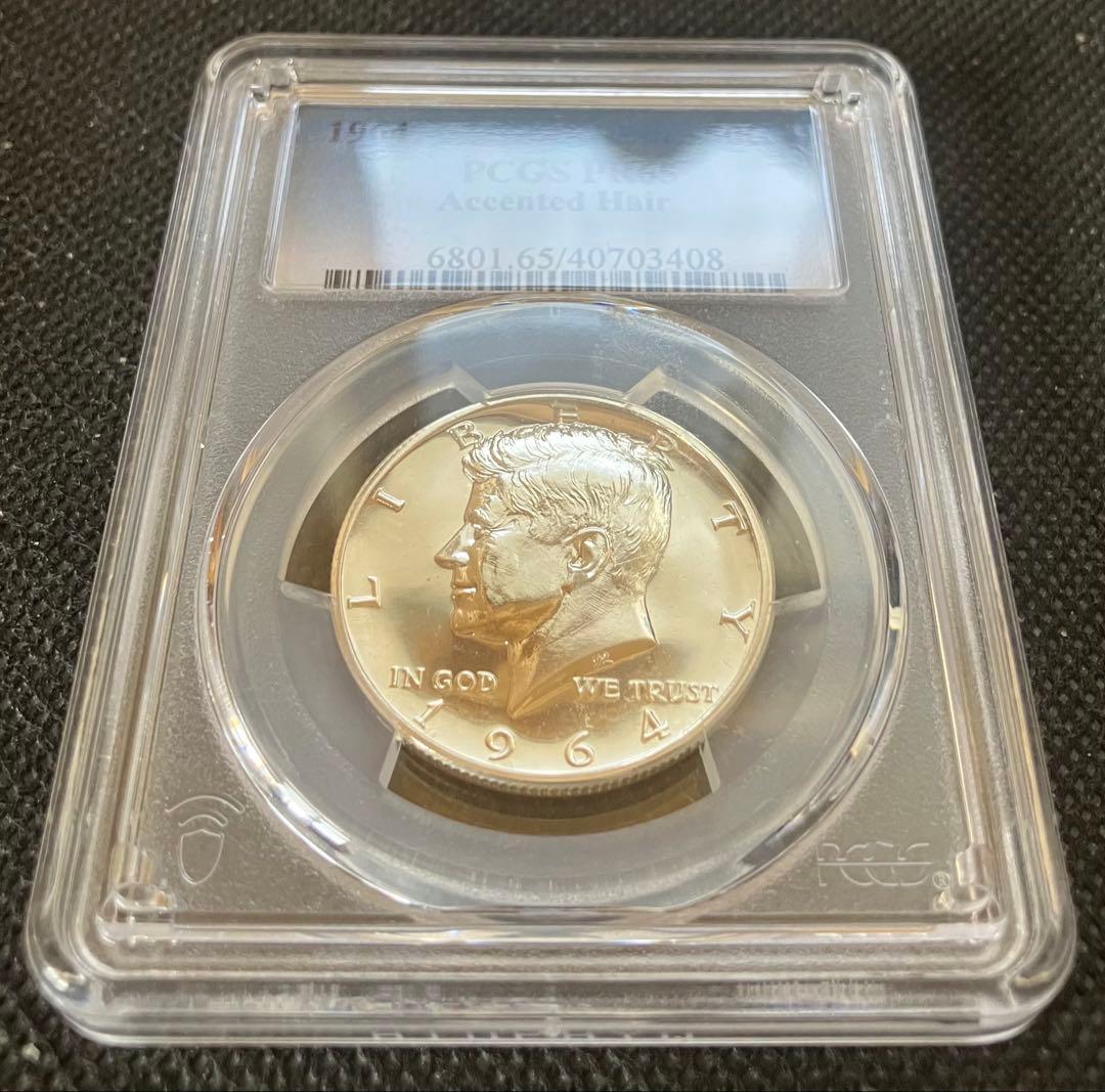アメリカ 1964 ケネディ アクセントヘア プルーフ銀貨 PCGS PR65