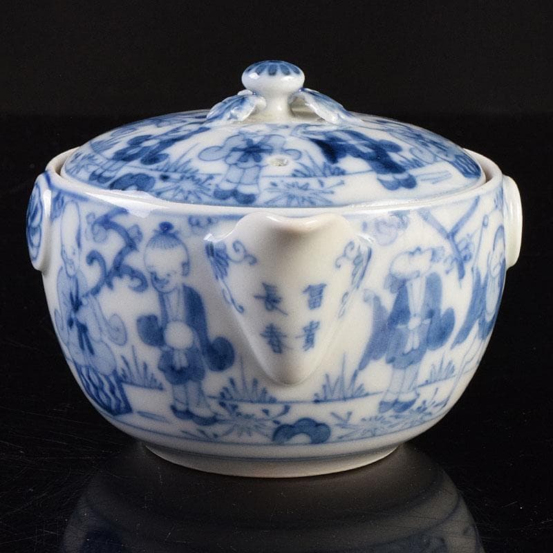 煎茶道具　平戸焼　染付　人物文　宝瓶　V　R9205