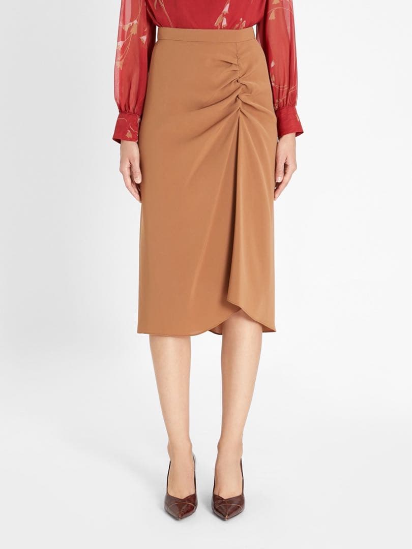 マックスマーラ ギャザーデザインスカート ブラウン