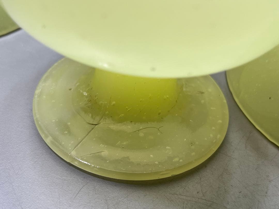 大正〜昭和初期　ウランガラス　氷コップ　5個　イエロー