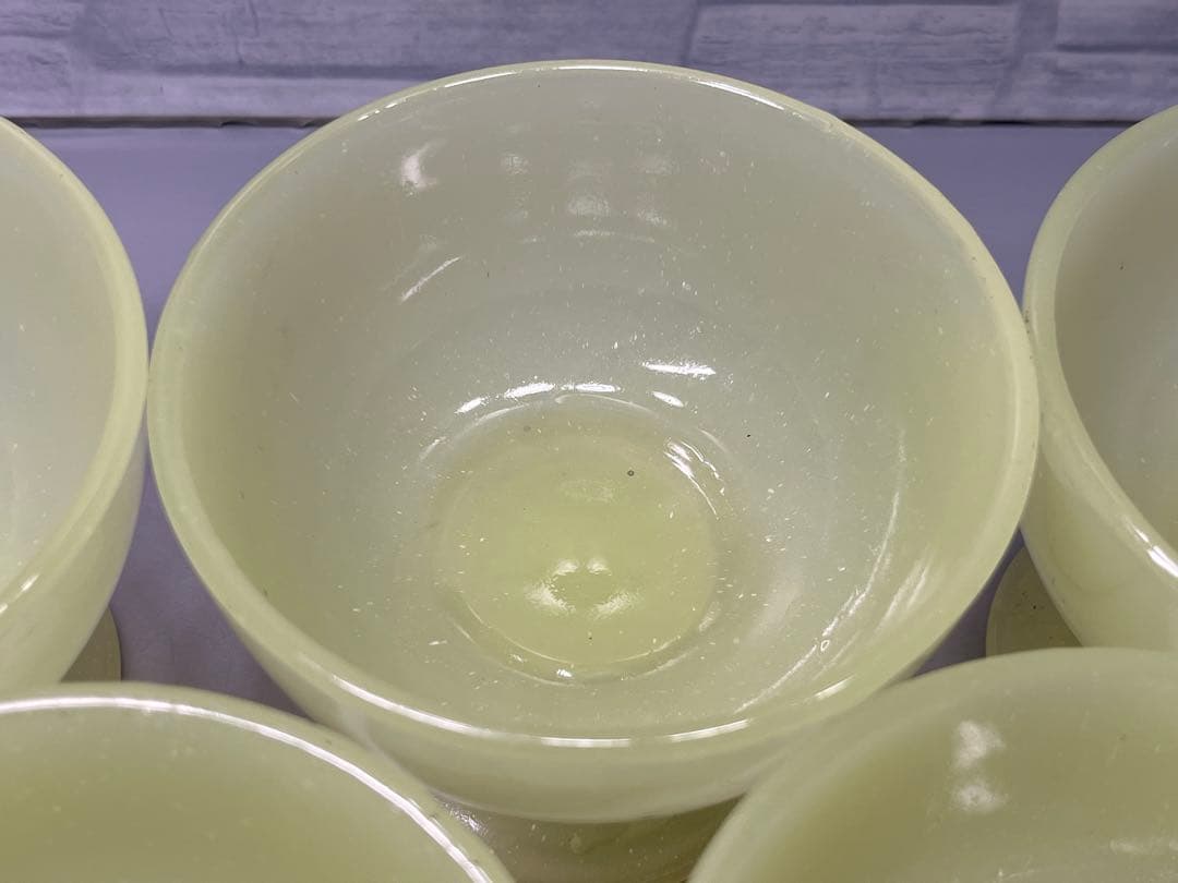 大正〜昭和初期　ウランガラス　氷コップ　5個　イエロー