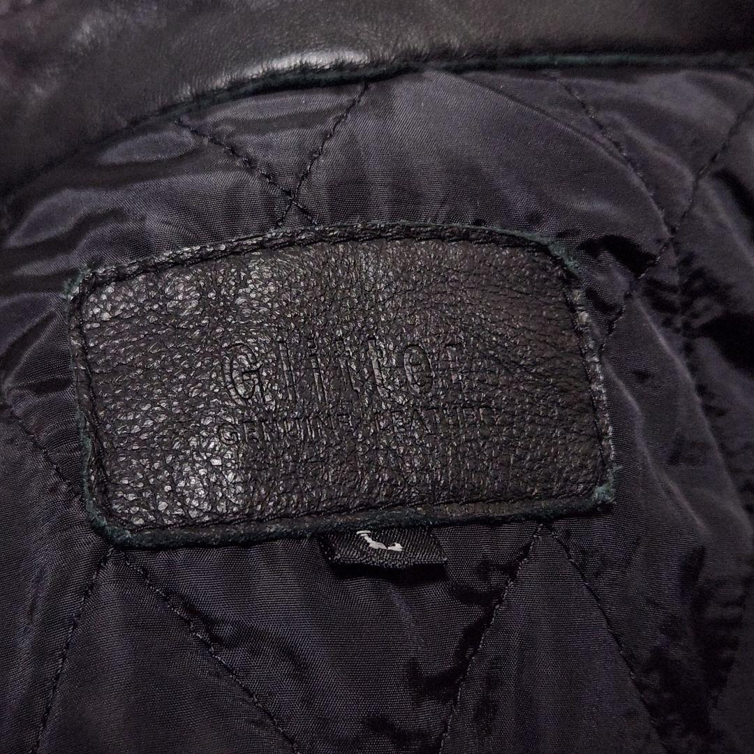 み*け様 vintage 牛革 白ライン シングルライダースジャケット レザージ