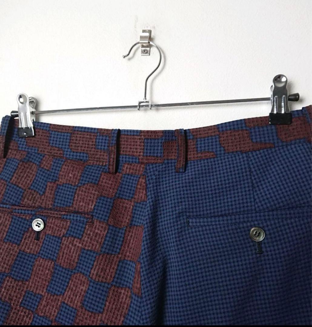 ツモリチサト アシンメトリー スリータック テーパード シアサッカー パンツ