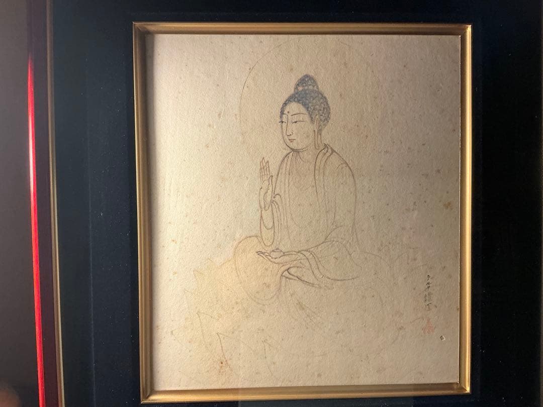 秦テルヲ　直筆　【蓮上仏陀】　色紙