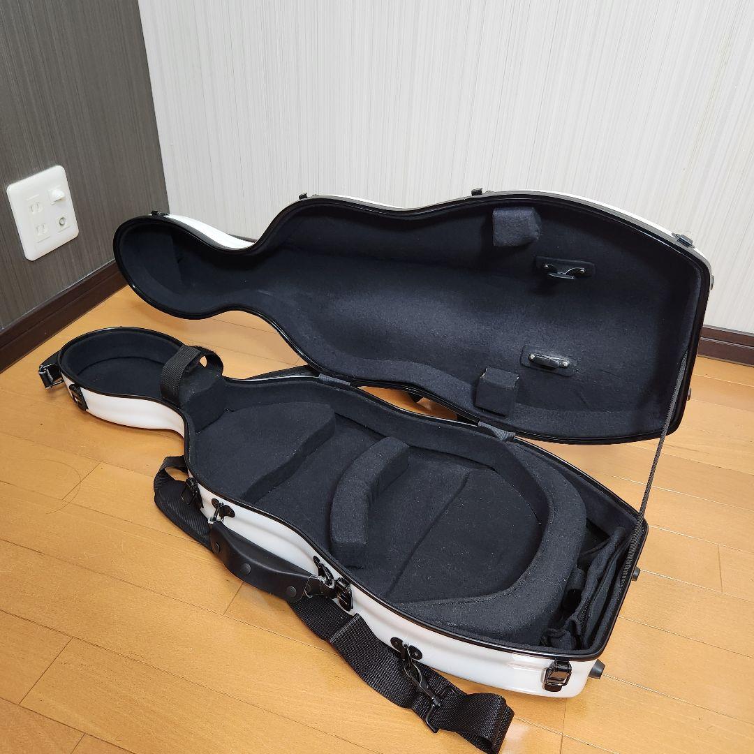 【新品ストラップ、ハンドルカバー付き】チェロ ハードケース 1/10サイズ 白