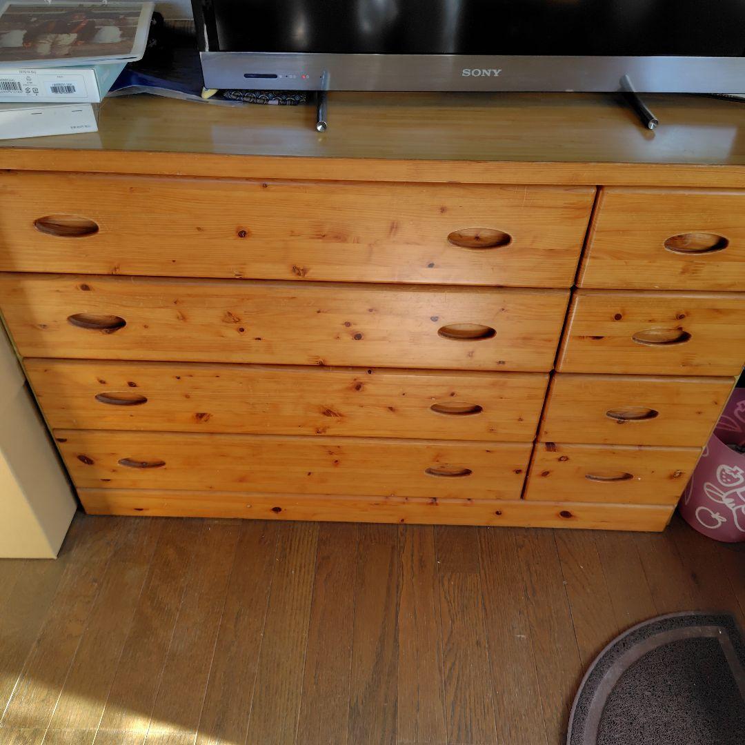 ナチュラルウッド 4段2列チェスト