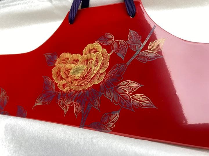 川連漆器　衣紋掛け　着物ハンガー　朱　うるし塗装　天然木　約80㎝