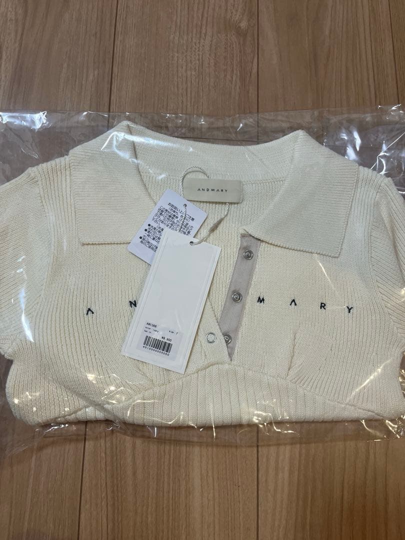 トップス andmary Lindsay logo tops ivory