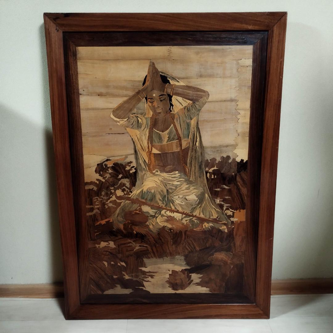 木象嵌　木製絵画　ビンテージ　54年