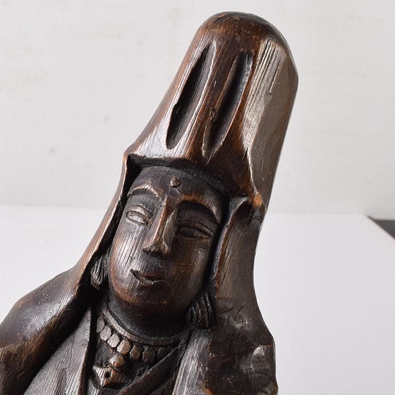 仏教美術　木彫　観音菩薩立像　仏像　在銘　正元作　置物　C　8261