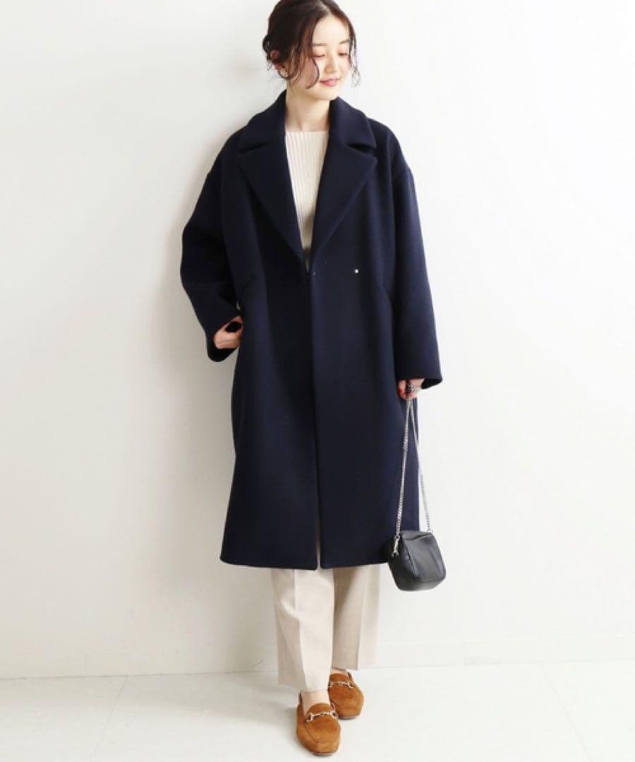 イエナ／極美品❤️人気定番MANTECOオーバーチェスターコート ネイビー38