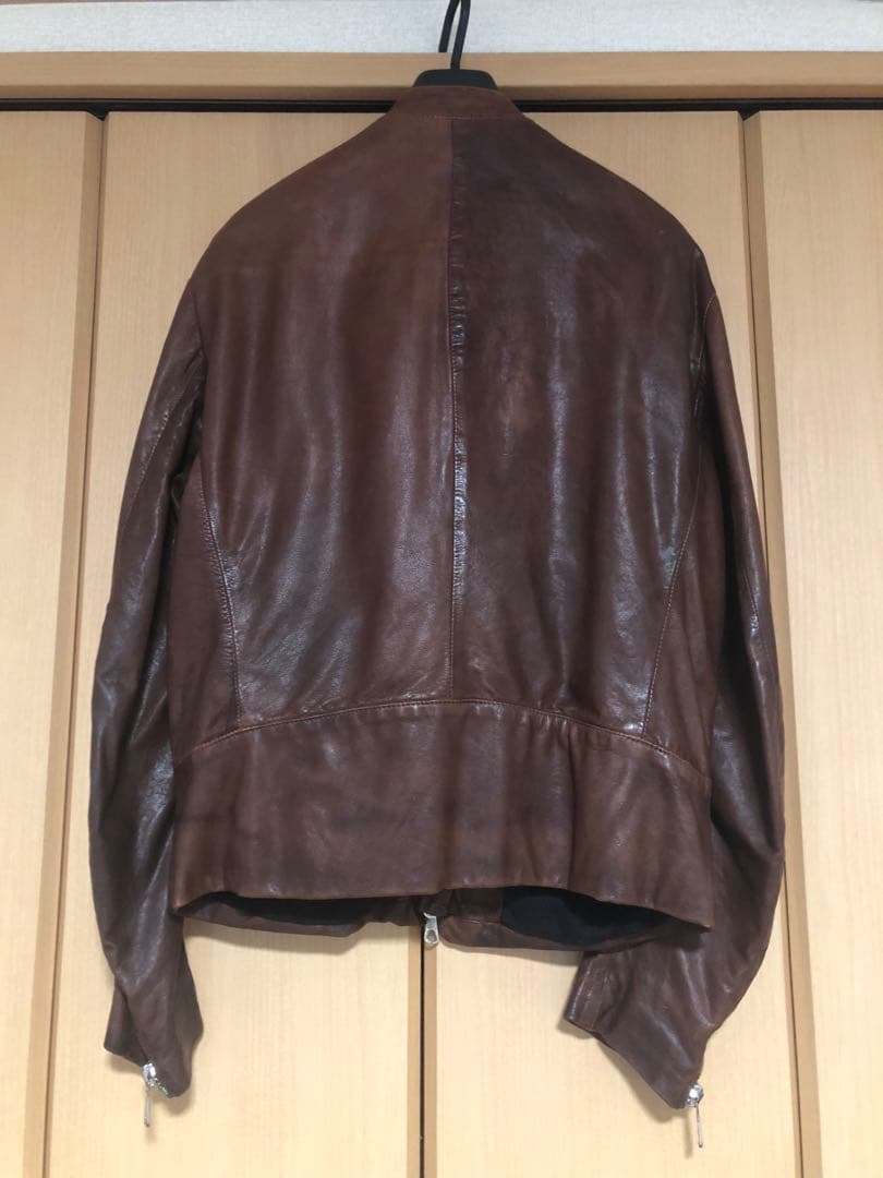 マルタン マルジェラ レザーシングルライダースジャケット 48