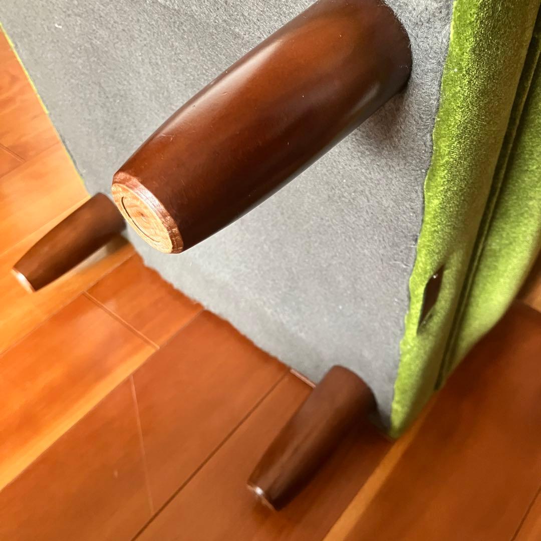 カリモク60 モケットグリーン オットマン ウォールナット