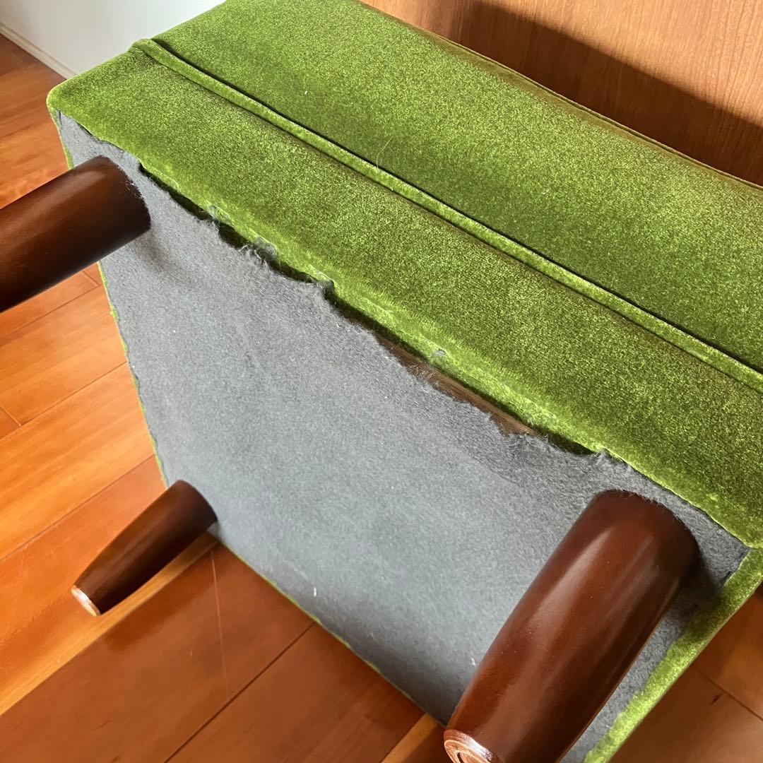 カリモク60 モケットグリーン オットマン ウォールナット