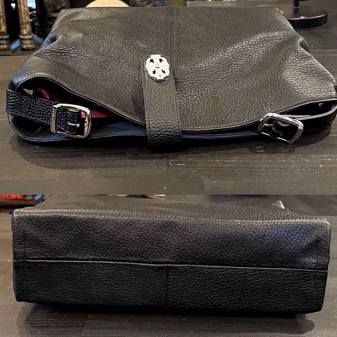 【新品未使用】A.D.M.J アールデコスワロ シボ革 レザーショルダーバッグ黒