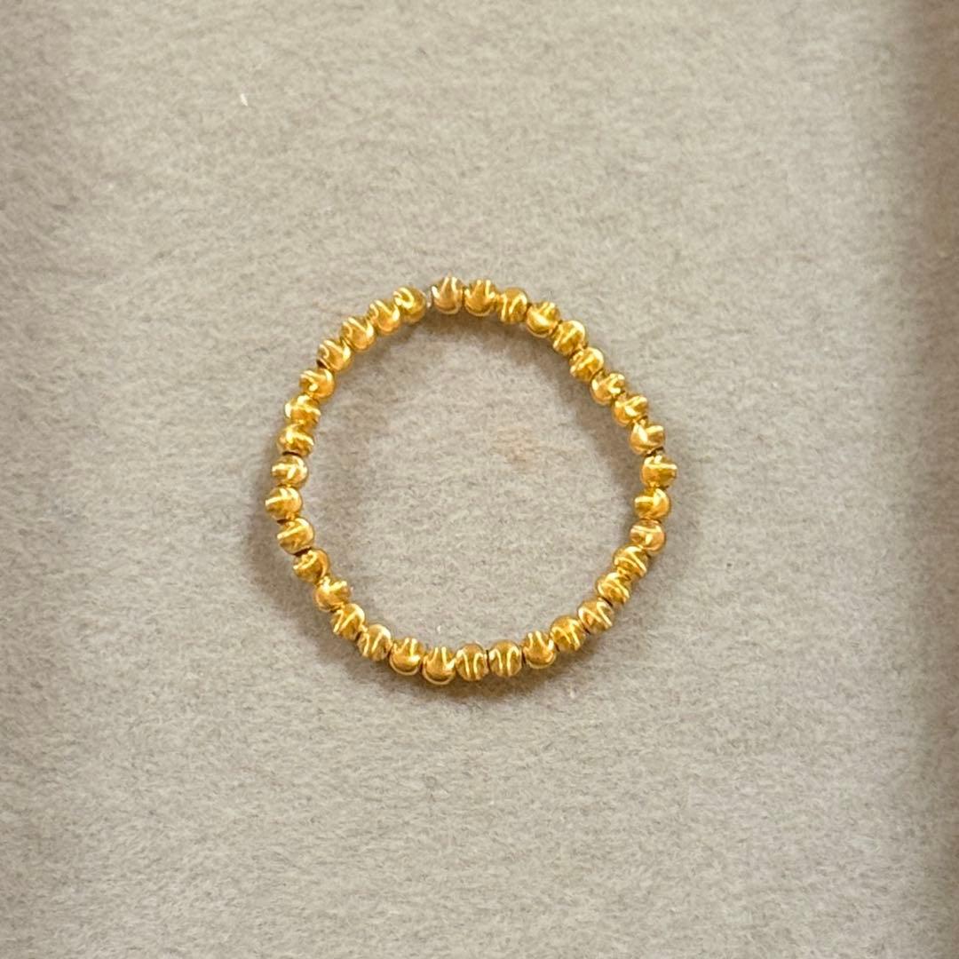 K18弾力リング　指輪　シンプル　キラキラ　ミラーボール