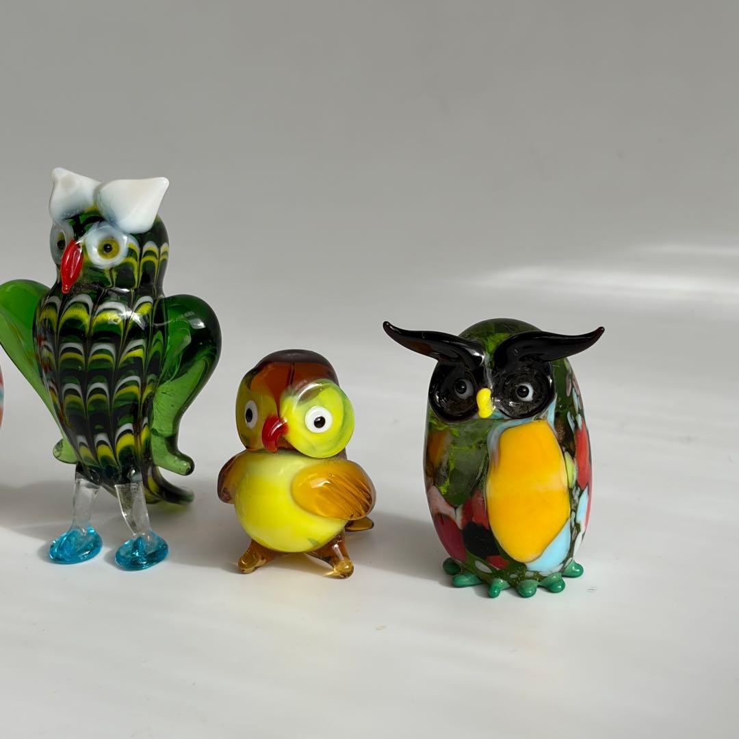 ベネチアングラス　フクロウ　イタリア　ムラーノ島　手づくり　工芸　職人　かわいい