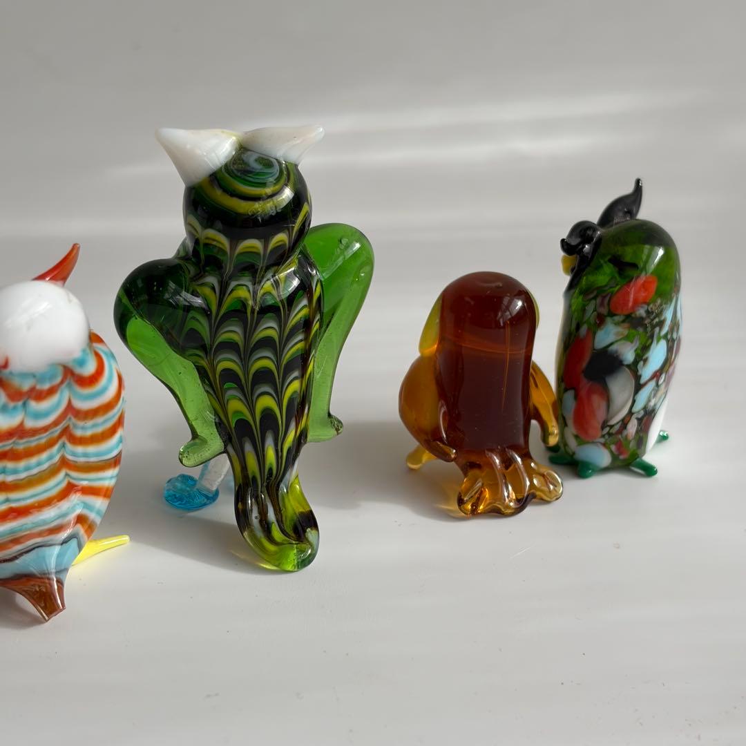 ベネチアングラス　フクロウ　イタリア　ムラーノ島　手づくり　工芸　職人　かわいい