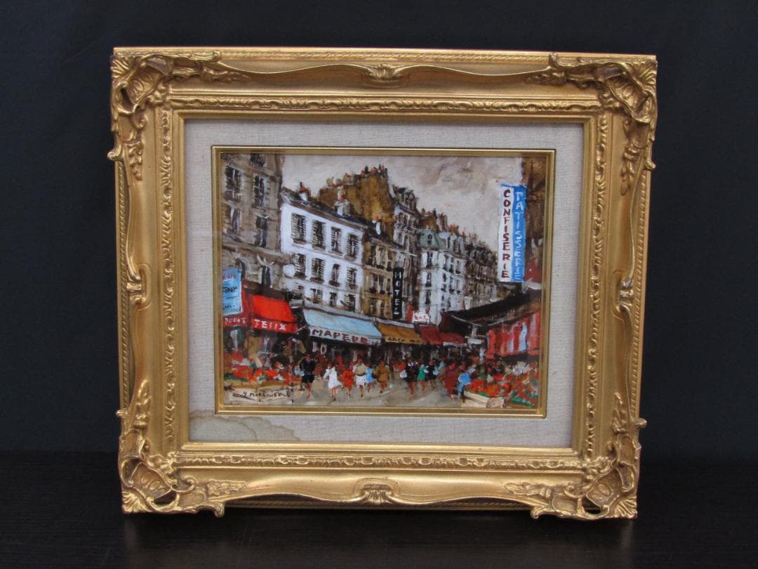 油彩画 中西良招 『買物する人々』F3 サイズ