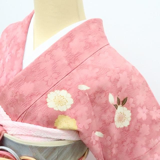 Y2594◇金駒刺繡 桜 手縫い仕立て 成人式 トールサイズ 正絹 振袖 着物