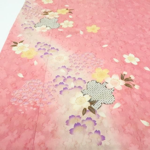 Y2594◇金駒刺繡 桜 手縫い仕立て 成人式 トールサイズ 正絹 振袖 着物
