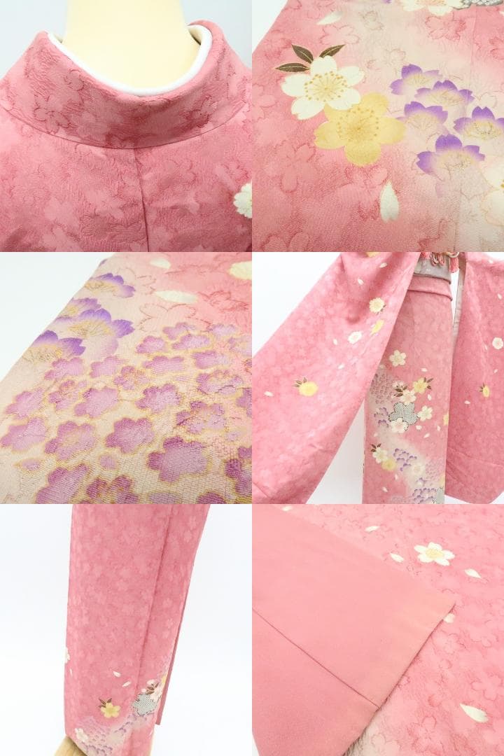 Y2594◇金駒刺繡 桜 手縫い仕立て 成人式 トールサイズ 正絹 振袖 着物