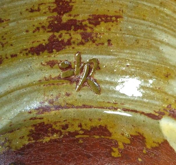 人間国宝 金城次郎 魚紋茶碗 栞 共箱 美品 壺屋焼 壷屋焼 やちむん 魚2匹