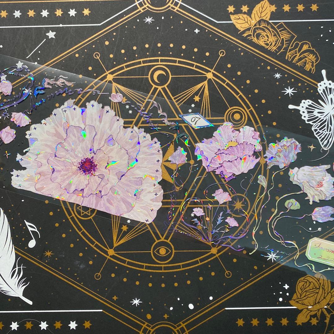 【9223】海外　マステ　中古巻　貝殻光マスキングテープ　お花系　ヒナゲシ