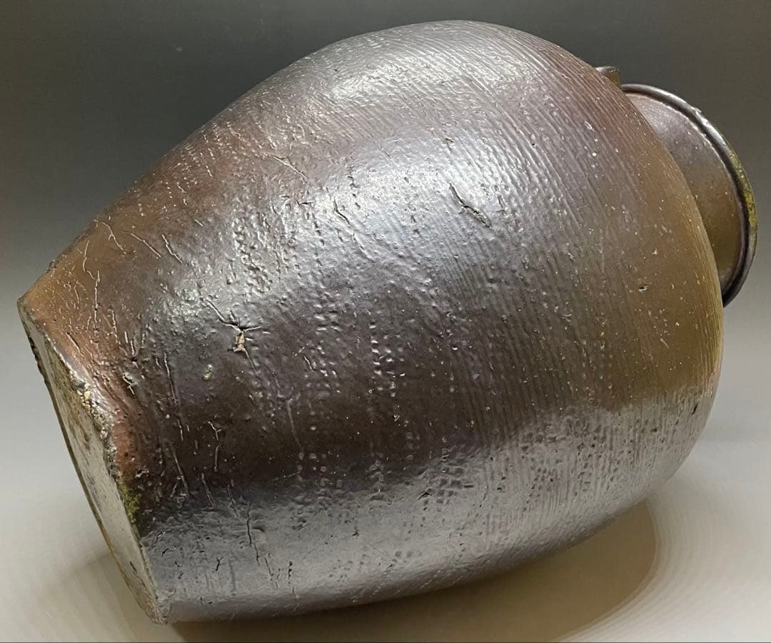 南蛮焼　古南蛮　南蛮壺　南蛮糸目三耳壺　特大36cm 　Y701