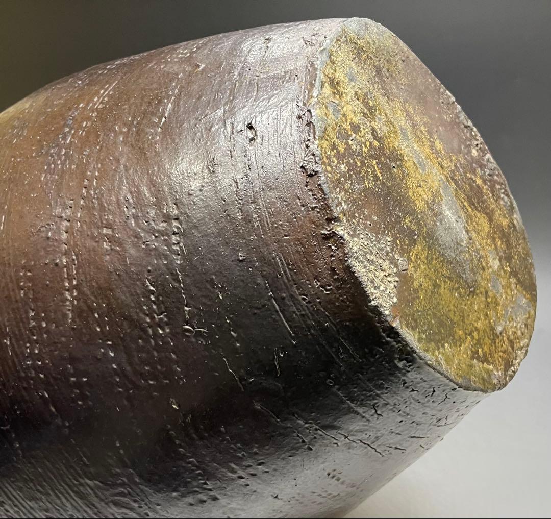 南蛮焼　古南蛮　南蛮壺　南蛮糸目三耳壺　特大36cm 　Y701