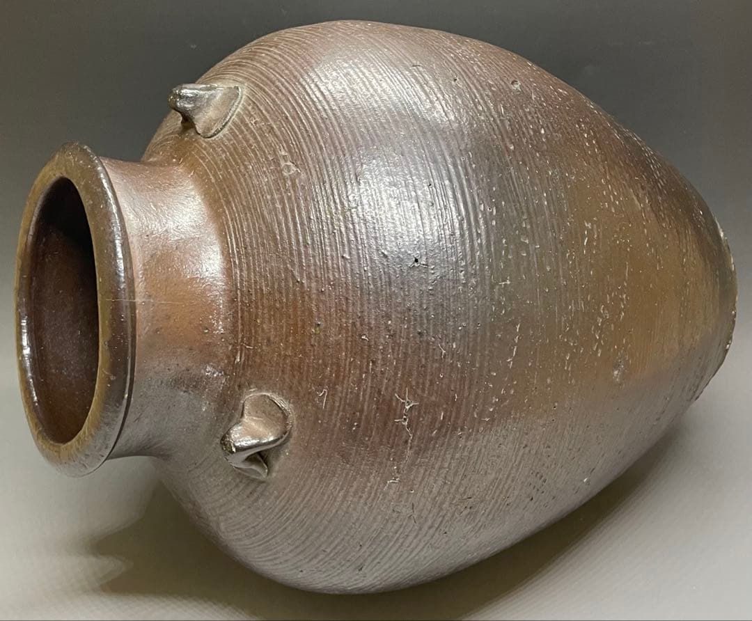南蛮焼　古南蛮　南蛮壺　南蛮糸目三耳壺　特大36cm 　Y701