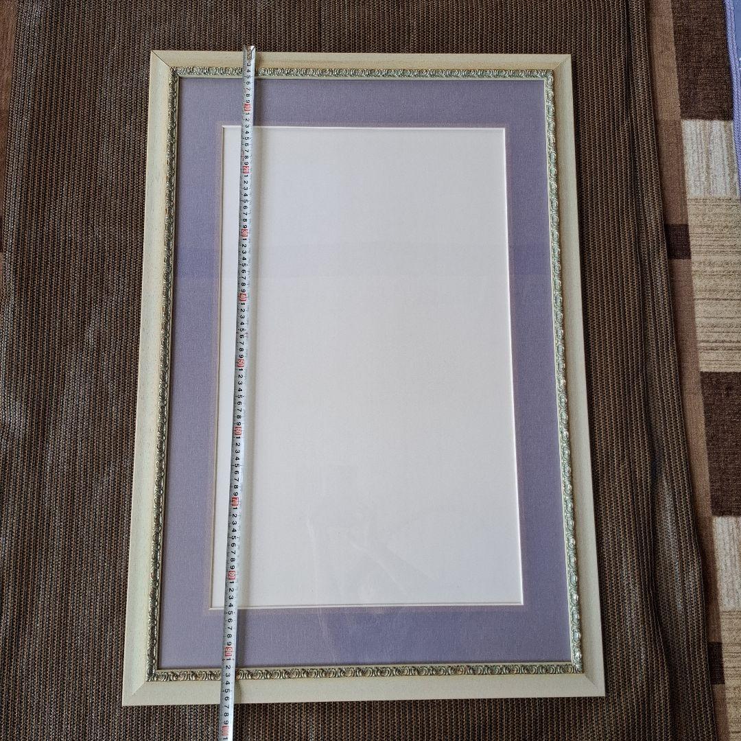 アイボリー フレーム 紫 マット ポスターフレーム　額縁　97×66.5