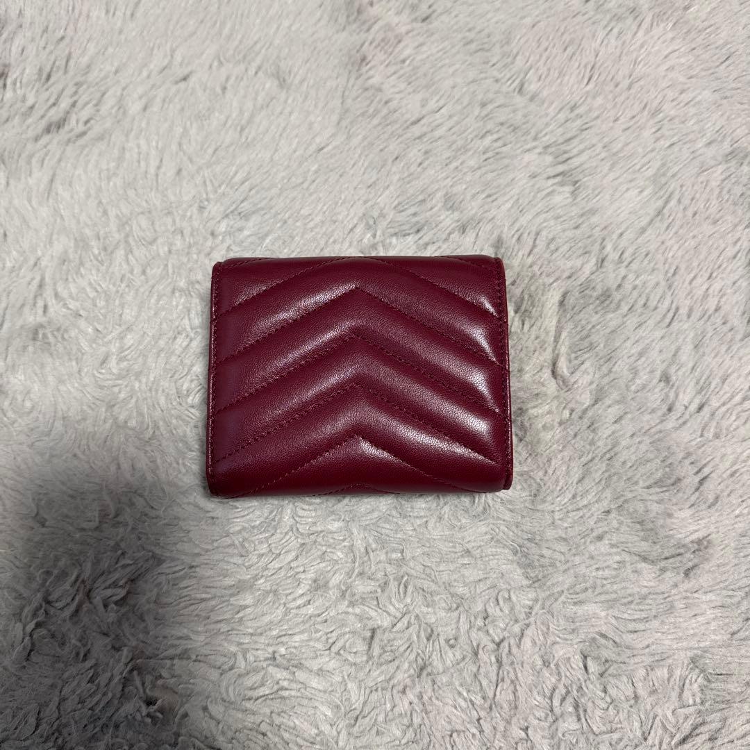 SAINT LAURENT バーガンディ 三つ折り財布