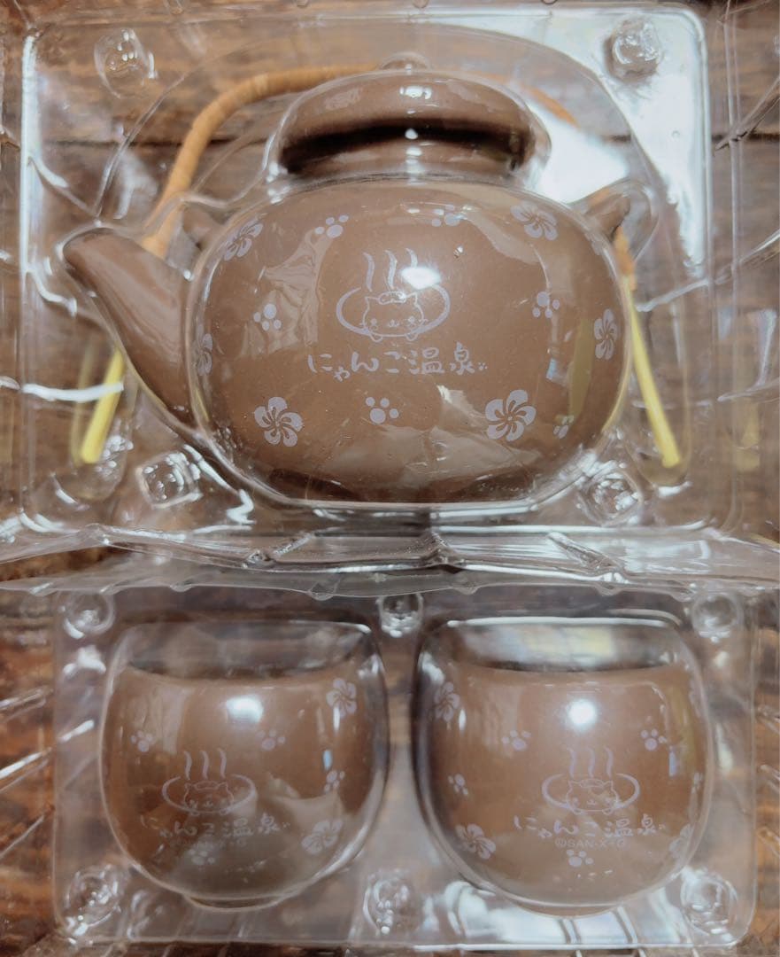 にゃんにゃんにゃんこ にゃんこ温泉 にゃんこ茶器 急須＆湯のみセット(ブラウン)