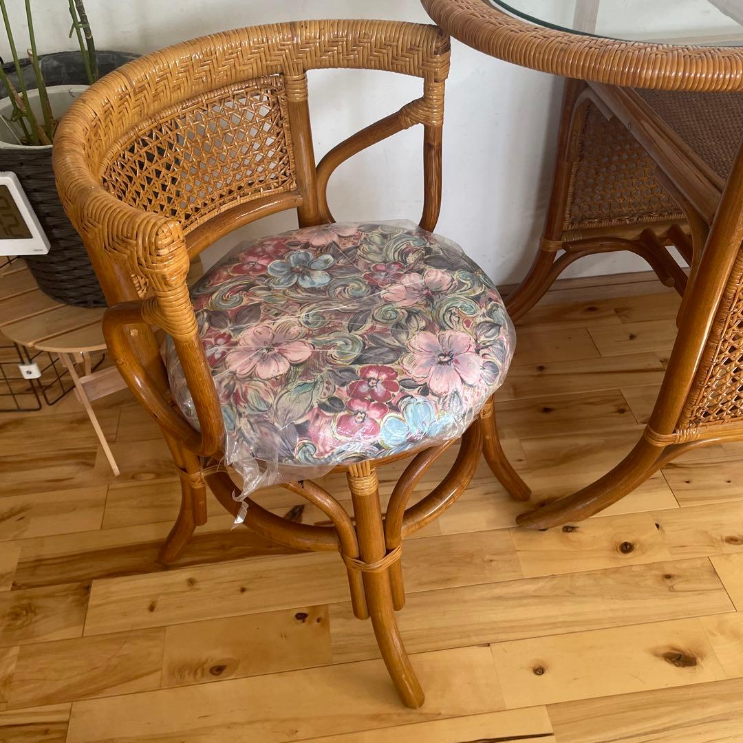 かけぼこラタン テーブル 籐 ダイニングテーブル ビンテージ アジア