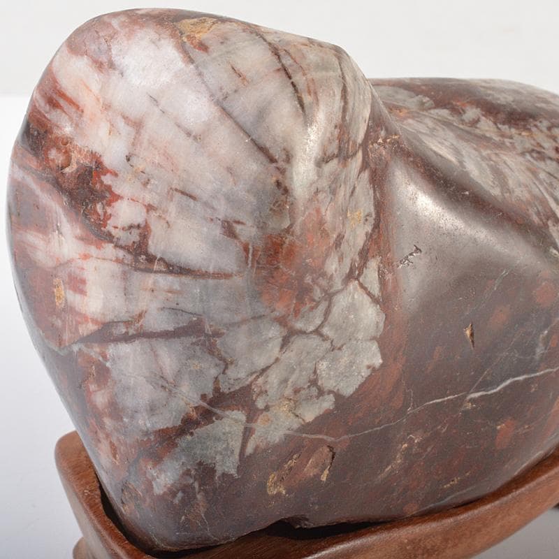 天然石　鑑賞石　菊花石　置物　重さ約1917g　唐木台付　C　R7334