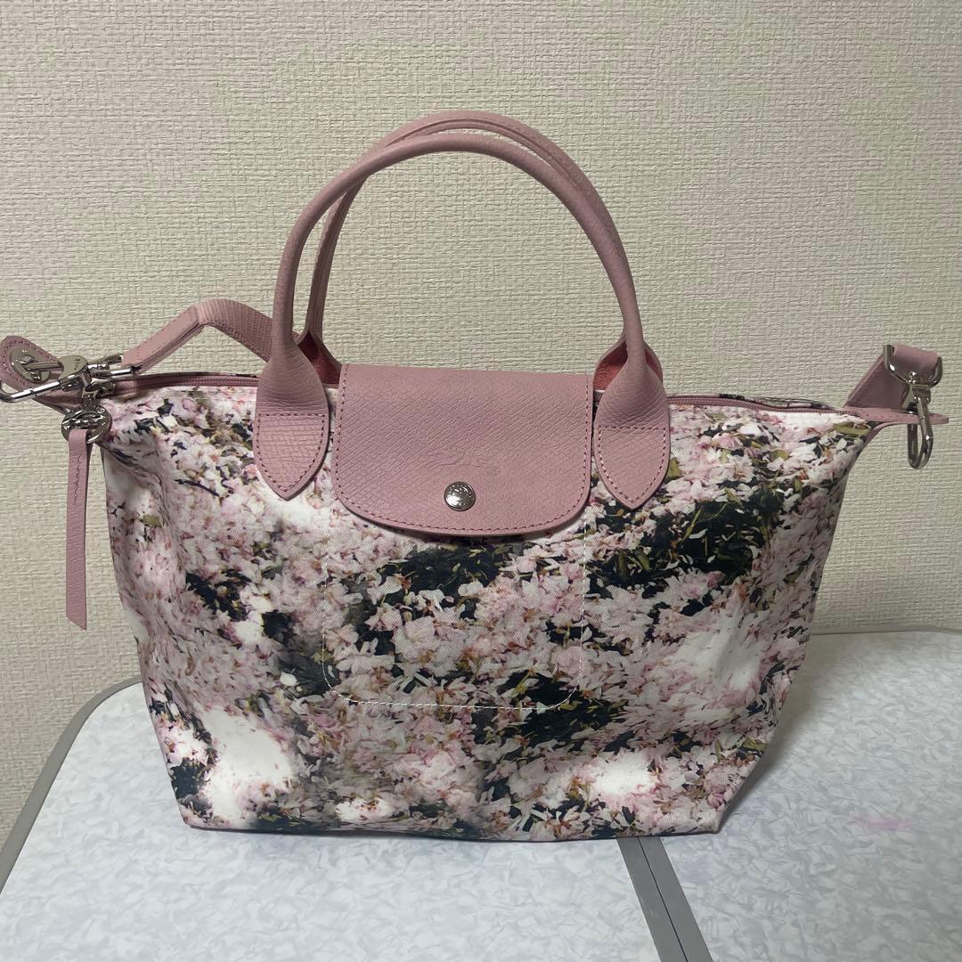 未使用ロンシャンレア柄さくらハンドバッグ