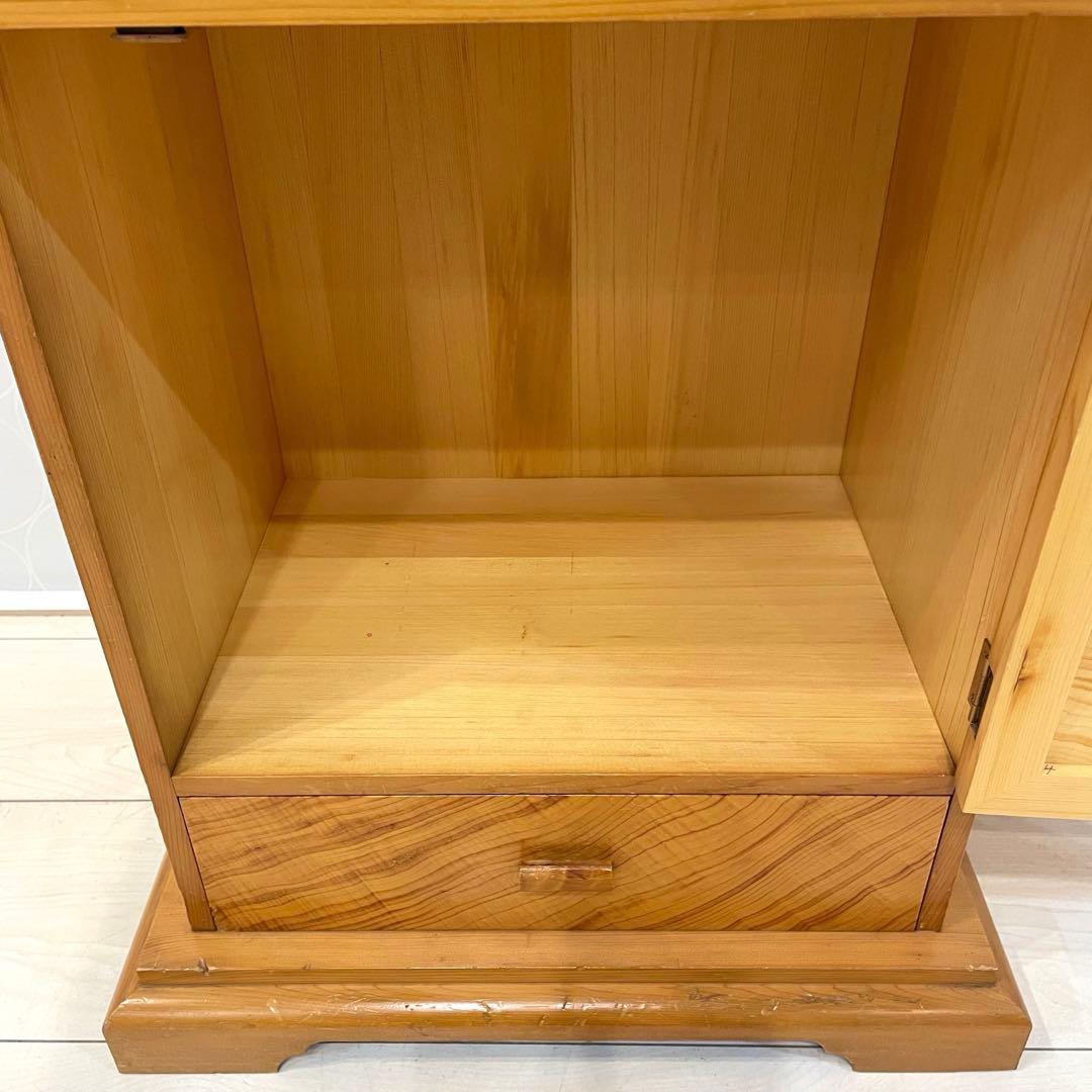 格子キャビネット 無垢材 神棚台 飾り棚 小物収納 和モダン 高級天然木